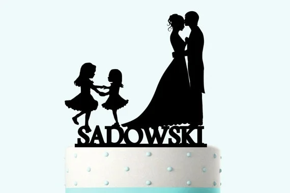 

Acrylic wedding Cake Toppers custom last name bride groom with girls engagement bridal shower party decorations