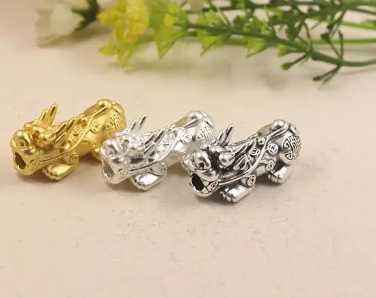 3D 999 серебряные бусины Fengshui Pixiu, винтажное чистое серебро, на удачу, ювелирные аксессуары в виде бусин, сделай сам, браслет, бусы, счастливый зверь
