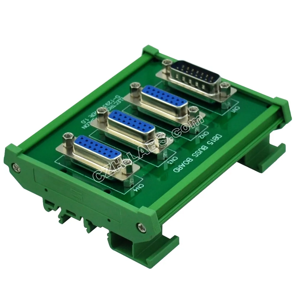 

ELECTRONICS-SALON DIN Rail Mount DB15 1 Male 3 Female Buss Board, DB-15 Busboard, D-Sub Bus Board Module.