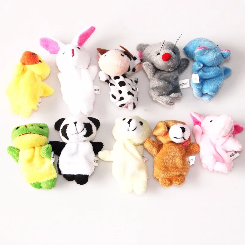 10Pcs Animal Finger Puppet Plush Toys Cartoon Biological Child Baby Favor Doll Kids Gifts Free shipping Random Color
