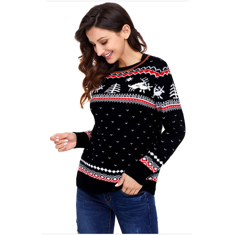 Hot Sale Knit Sweater In Stock Winter Pullover Christmas Jumper Pull Oversize Femme Halloween New Arrival Black | Женская одежда