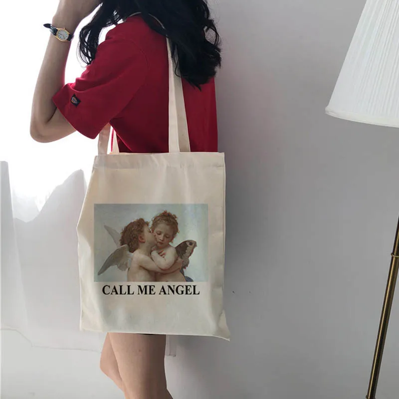 Женская Холщовая Сумка CALL MY ANGEL Повседневная винтажная сумка на плечо в Корейском