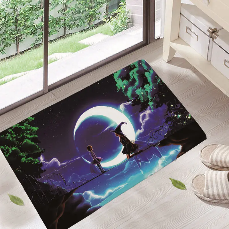 Светло-зеленый Dream scenery Door Mat Floor Carpet for Living Room mountain Pattern Coral Fleece Rug Anti-Slip Doormat Home Decor dd12 - Цвет: Светло-зеленый