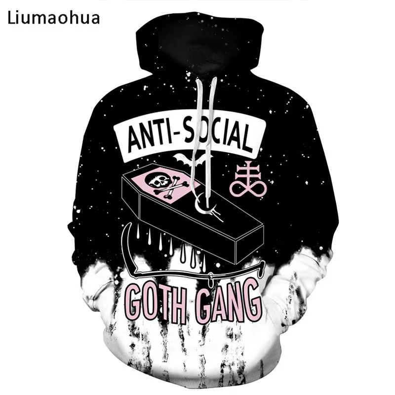 Liumaohua брендовые 3D толстовки мужские анти Social Club с принтом черепа худи свободные