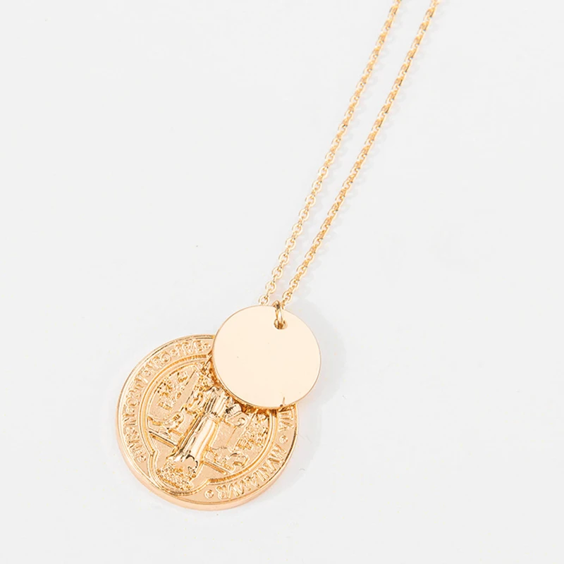 Ожерелье SRCOI золотого цвета с подвеской в виде монеты Девы Марии чокер