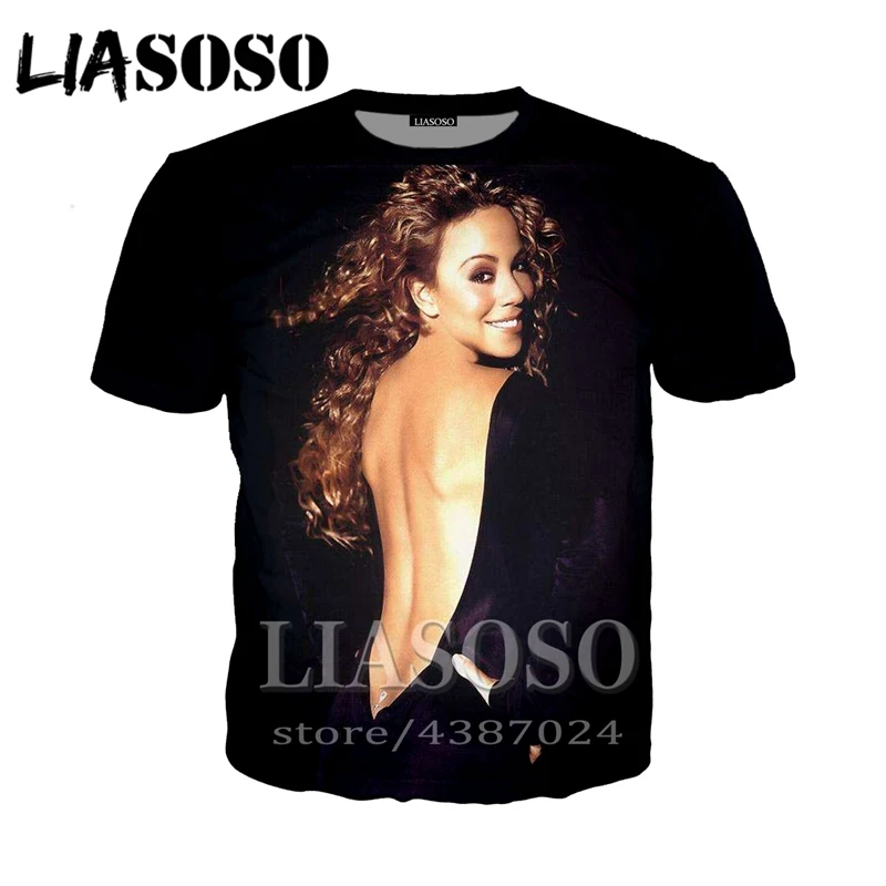 LIASOSO, аниме, 3d принт, футболка для мужчин и женщин, модная, Harajuku, короткий рукав, Mariah Carey, забавная футболка, футболки, рок, homme, футболка, E309