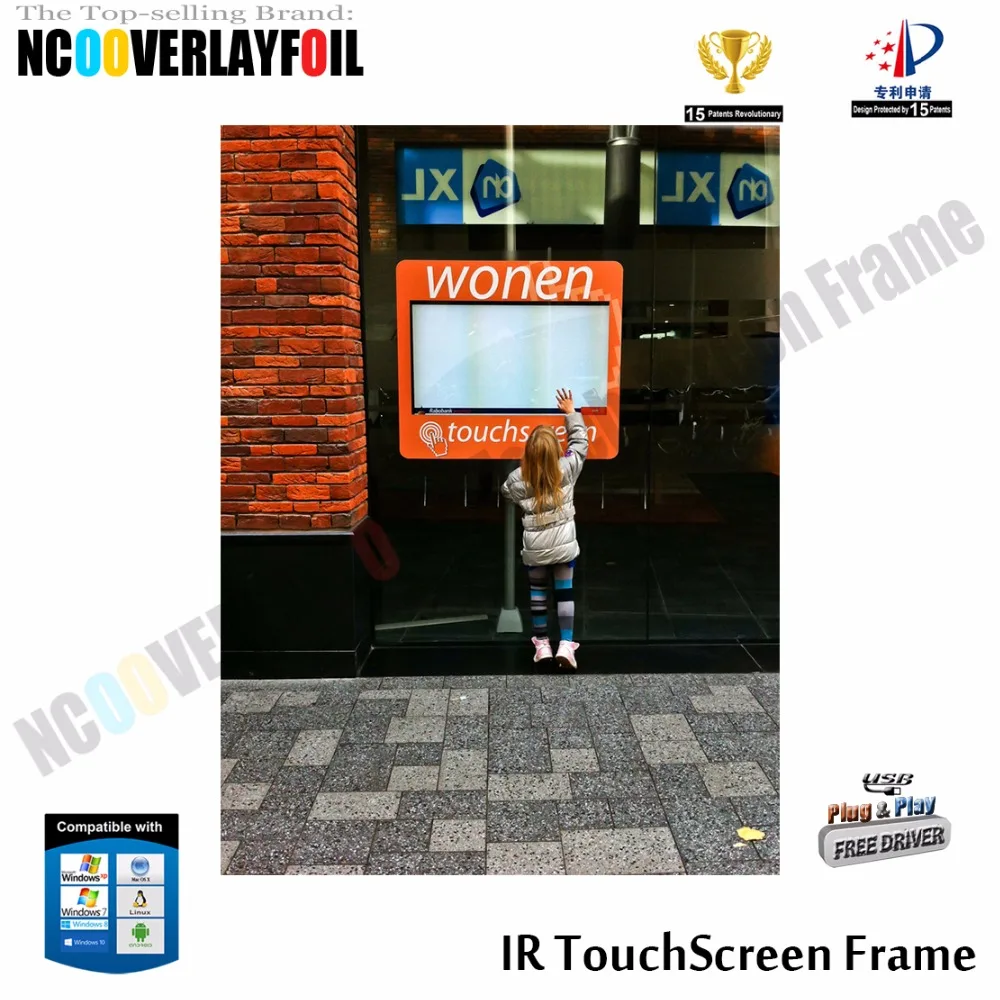 Хорошая цена 55-дюймовый 10-точечный ИК сенсорный экран без стекла для