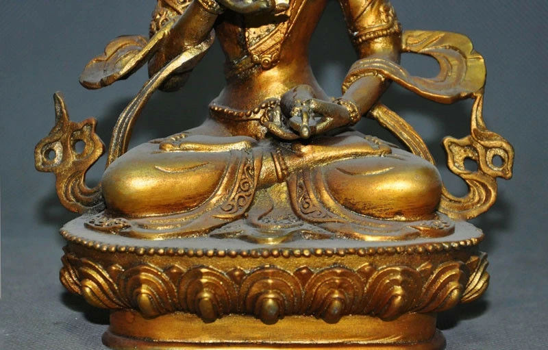 Тибетский буддизм бронзовый Gilt Vajrasattva tara Kwan-Yin статуя Бодхисаттвы Гуаньинь | Дом и