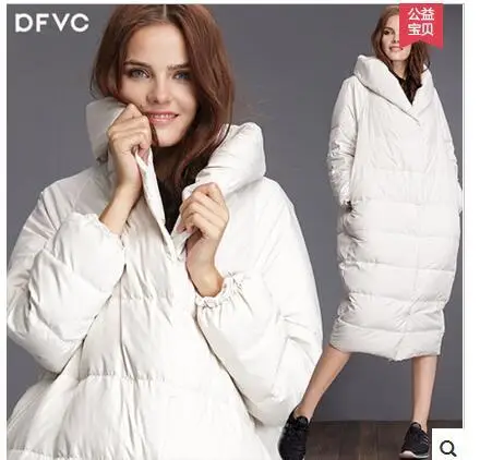Размера плюс XXXL 4XL Зимние Модные Наивысшее качество пуховик с наполнителем из утиного пуха, с капюшоном и куртки Женский длинный толстый Теплый пуховик пуховая куртка - Цвет: Слоновая кость