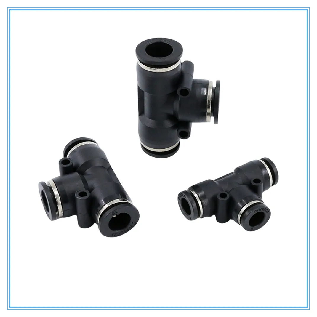 1PC Black 3 Way Port Y Shape Air Pneumatic PE4-16mm OD Hose Tube Push in Gas Plastic Pipe Fitting Connectors