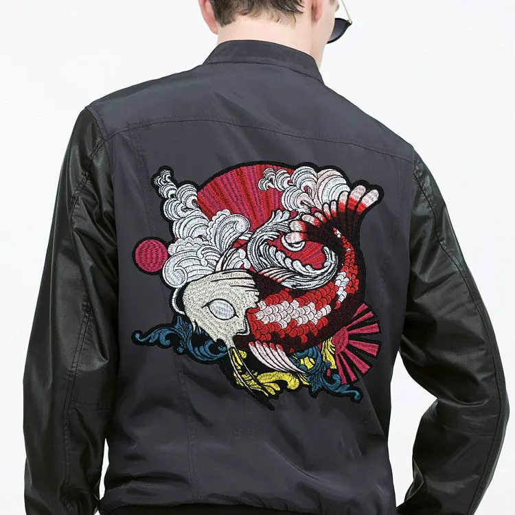 Японский карп кои с лотусом нашивка цветы утюжок на нашивках для одежды