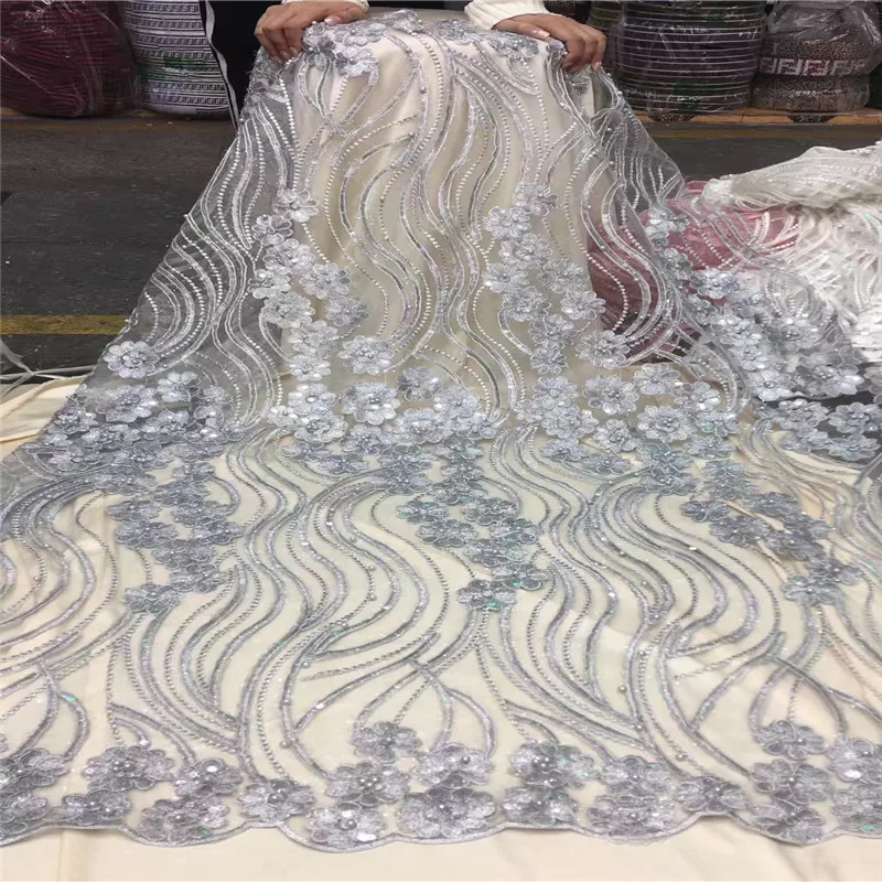 Кружевная ткань в африканском стиле с 3d бисером новейший дизайн нигерийские
