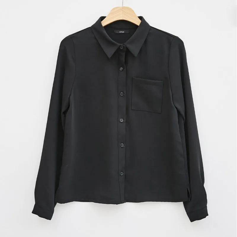 

Women Blouses Long Sleeve Turn-Down Collar Solid Ladies Button Down Chiffon Tops Casual Style Women Shirts