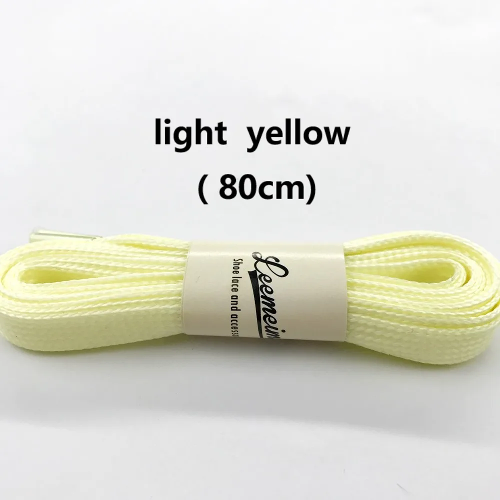 light yellow 80cm 1 пара 80-100 см Спортивные Светящиеся шнурки светится в темноте Цвет флуоресцентные шнурки спортивная обувь кружева Светоотражающие Шнурки - Цвет: light yellow 80cm