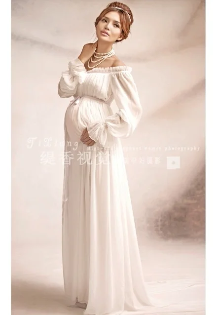 Новинка 2017 г. белое кружевное платье в Королевском Стиле для беременных