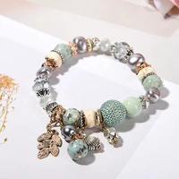 leaf crystal natural stone bracelet hand beads bohemian small fresh ladies fashion jewelry accessories wholesale