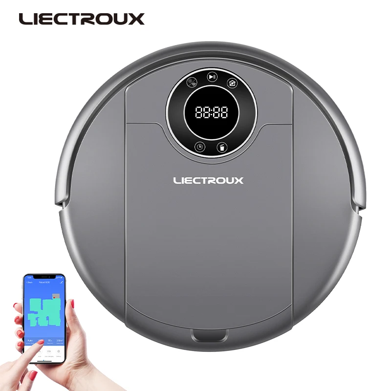 LIECTROUX ZK808 робот пылесос Wifi управление с приложением, карта навигации, 3000 ПА всасывания, умная память, влажная сухая швабра, бесщеточный мотор
