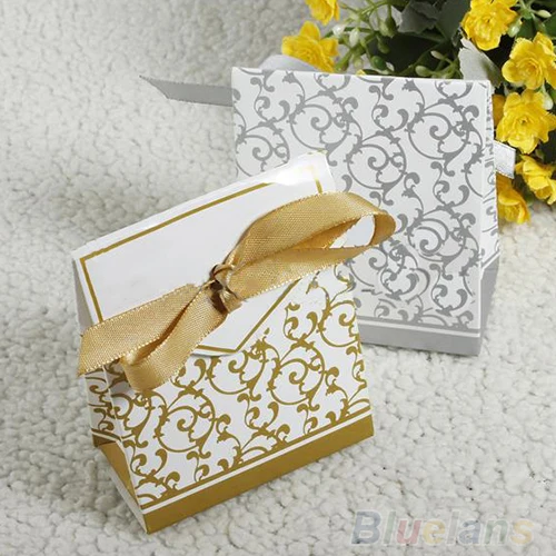 50 шт. оригинальная Золотая Серебряная лента подарок на свадьбу конфетная