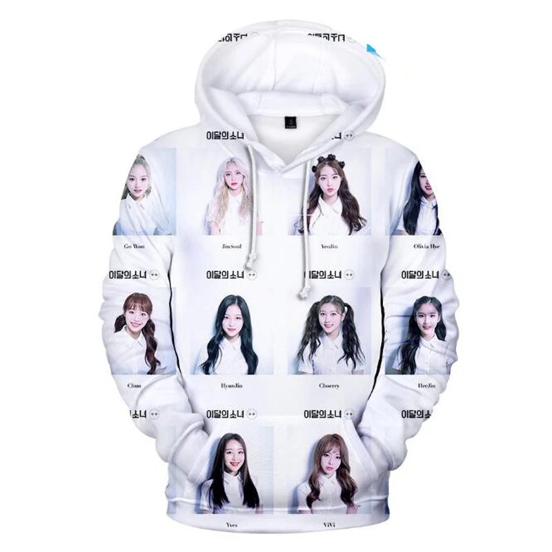 Женская/мужская Толстовка Harajuku Корейский KPOP LOONA 3D принт куртка с капюшоном