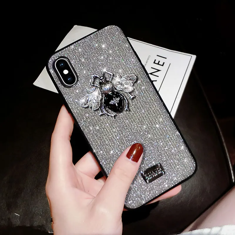 Шикарный Блестящий чехол для телефона iPhone 6 6s 7 8 Plus X XR XS Max модный бренд 3D Bee