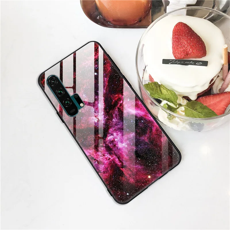 Закаленное стекло Чехол для Huawei Honor 20 Case Жесткий ПК Красочный чехол Pro 20S Бампер на