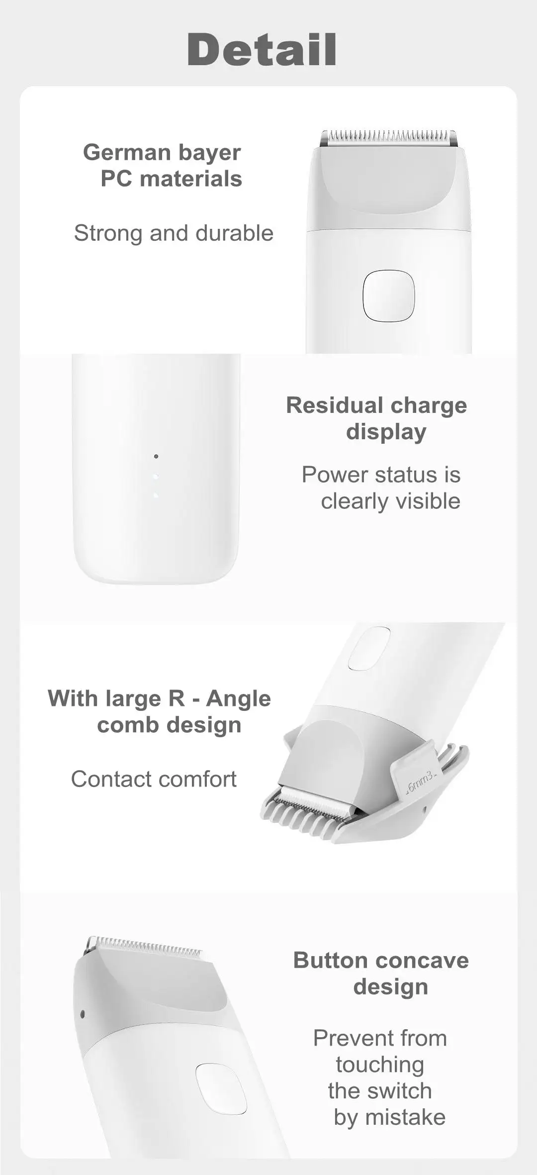 Xiaomi MiTu детская машинка для стрижки волос безопасный IPX7 водонепроницаемый электрический триммер для волос тихий двигатель USB Перезаряжаемый для детей Парикмахерская