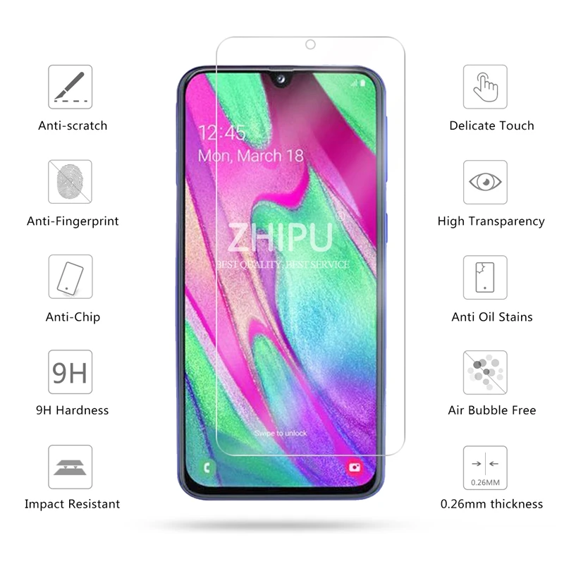 Закаленное стекло для samsung Galaxy A40 защитное 2.5D 9H закаленное SM A405F/DS защитная