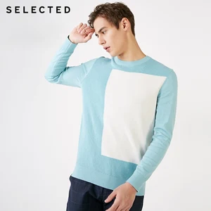 Мужской Хлопковый контрастный свитер, пуловер, трикотажный топ, одежда S  419124554