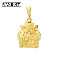vamoosy auspicious god pendant shiny 24k gold color no fade jewelry mascot ornaments god of wealth lucky gifts for women men