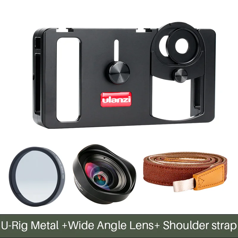 U-Rig Metal Kit 1 Ulanzi U-Rig металлический двойной захват смартфона видео Rig w Универсальный объектив микрофон светодиодный свет для прямого вещания Vlogging интервью - Цвет: U-Rig Metal Kit 1