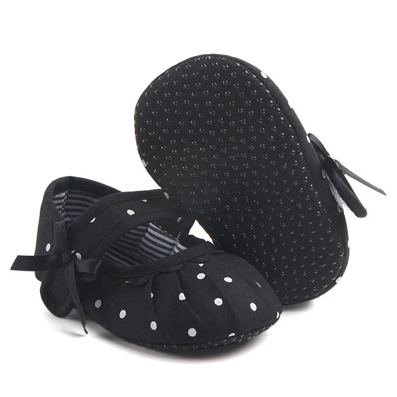 

Newborn Infant Baby Girls Bowknot Polka Dot striped Shoes cotton casual summer Crib Shoes one pairs