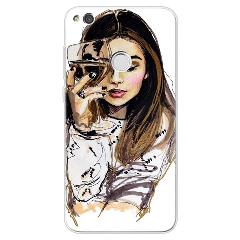 Soft Case For Huawei Nova 3 P9 P10 lite/P8 Lite Y5 II Honor 7A 8A 8X 8C 9 10 Mate 20 Pattern Lady pattern TPU Cover AC004 |