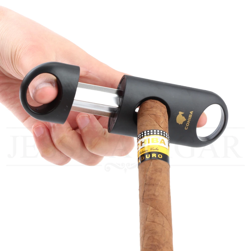 COHIBA пластиковый V образный резак из нержавеющей стали инструмент для резки сигар