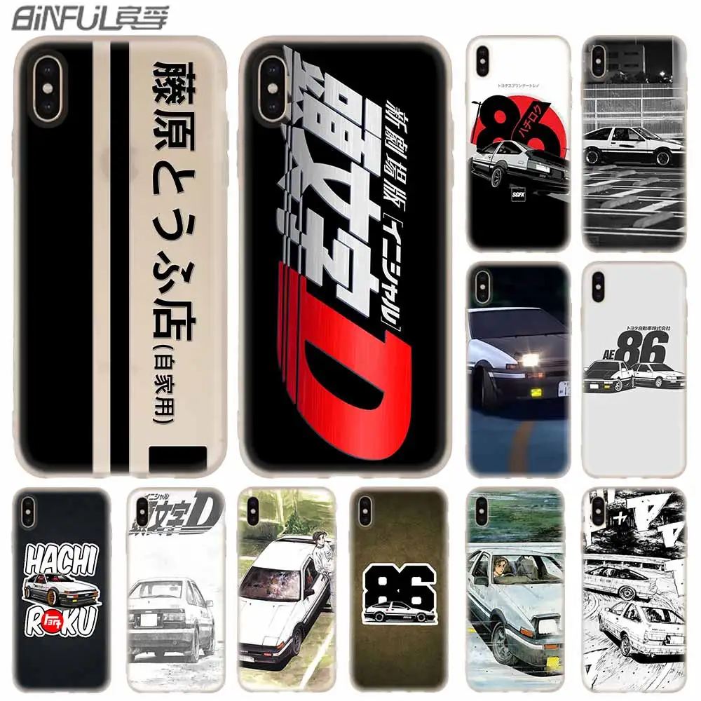 Чехлы Силиконовые Мягкие для iPhone 11 12 Pro X XS Max XR 6 6S 7 8 Plus 5 Mini SE 2020 INITIAL D AE86|Бамперы| |