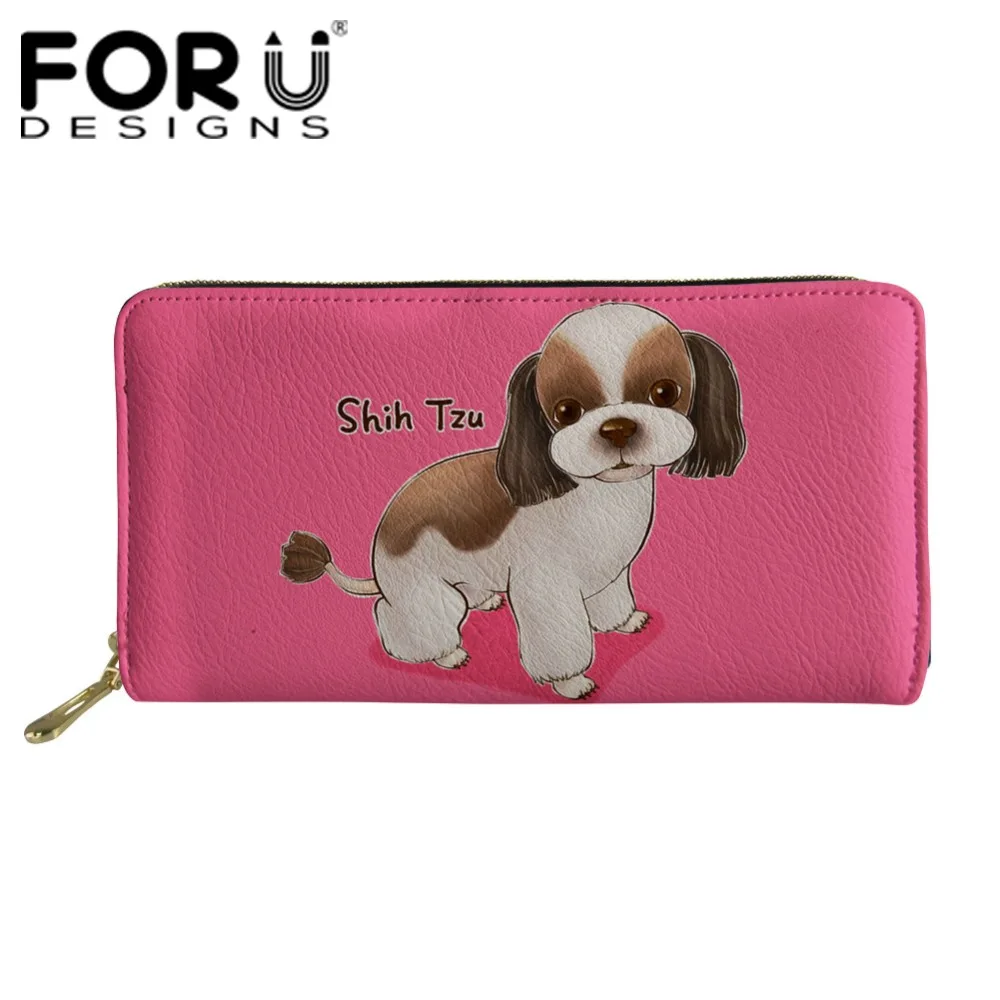 FORUDESIGNS/женские длинные кошельки с рисунком собаки шиха тцу винтажный кошелек для