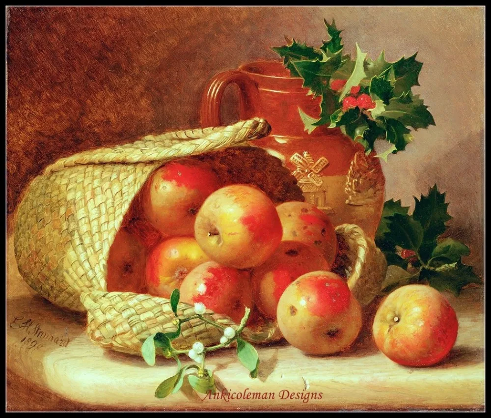 

Needlework for embroidery DIY DMC - Counted Cross Stitch Kits 14 ct Oil painting - Still Life with Holly and Mistletoe