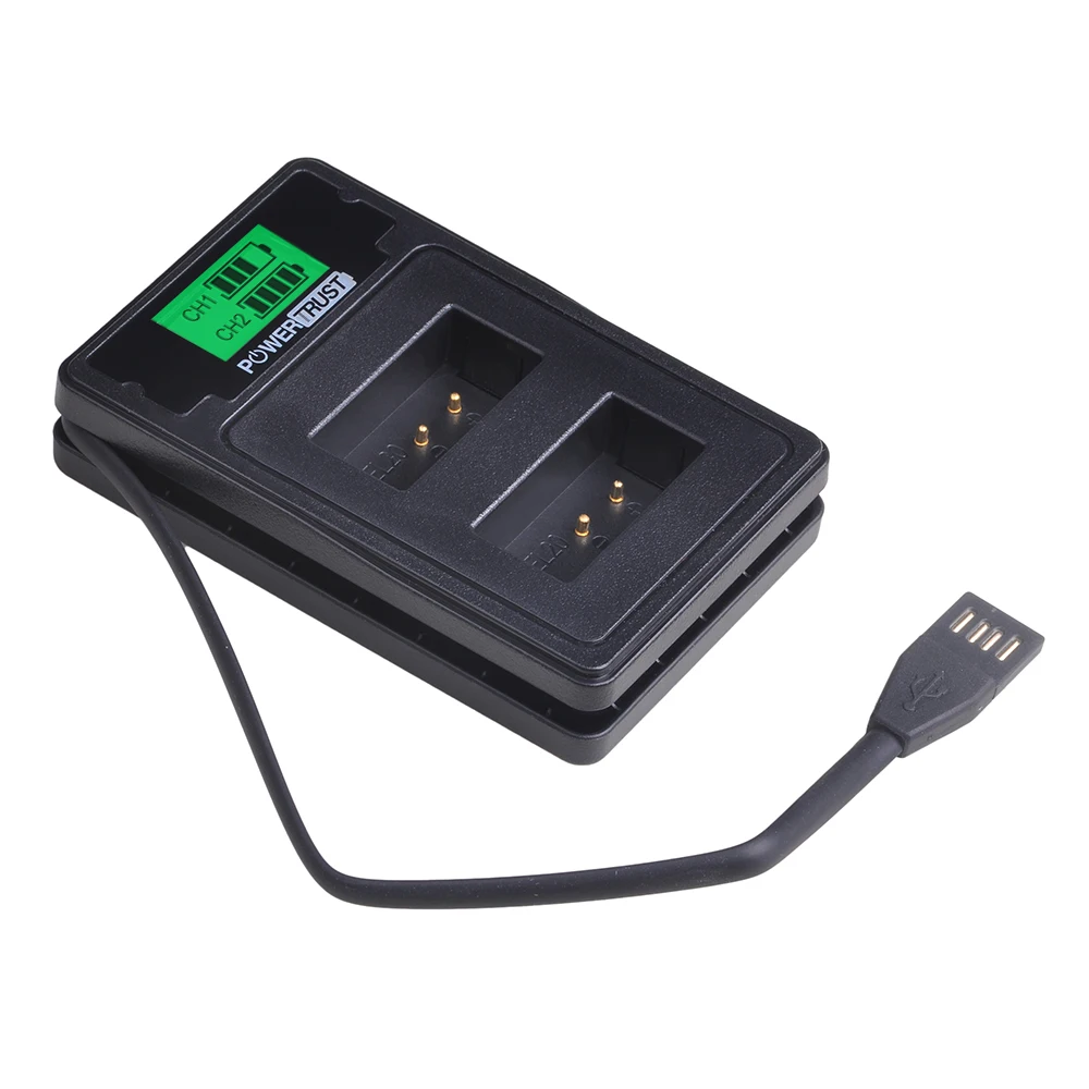 Внешний аккумулятор для камеры 1 шт. + двойное зарядное устройство USB с ЖК-дисплеем