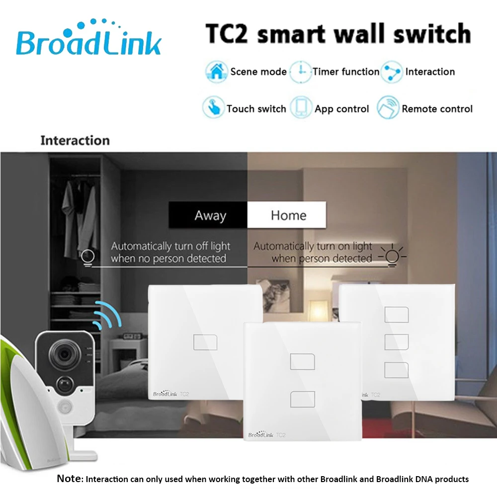 Broadlink WiFi переключатель TC2 сенсорный панельный светильник работы с Alexa Google Home IR + RF