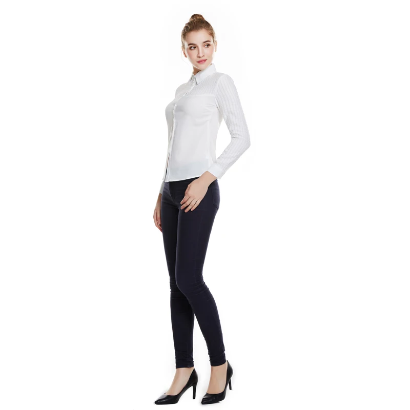 

ePacket shipping Lady Lace White Shirts Long Sleeve Clothing Solid Color Women Chiffon Blouses Size S-3XL