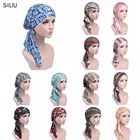 Модный женский шарф с цветочным принтом, тюрбан, головной убор, кепка, хиджаб, головной платок, мусульманская шапка, тюрбан, химиотерапия шляпа, бини, бандана с длинным хвостом, новинка