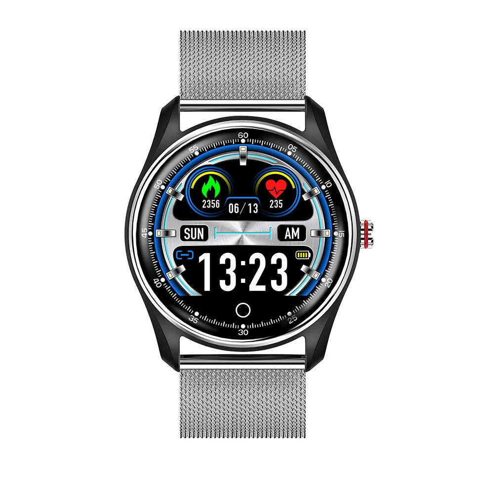Серебристый Hamswan MX9 ECG+ PPG Смарт-часы с сенсорным экраном HRV отчет сердечного ритма кровяное давление IP68 Водонепроницаемые Смарт-часы для плавания для мужчин и женщин - Цвет: Серебристый