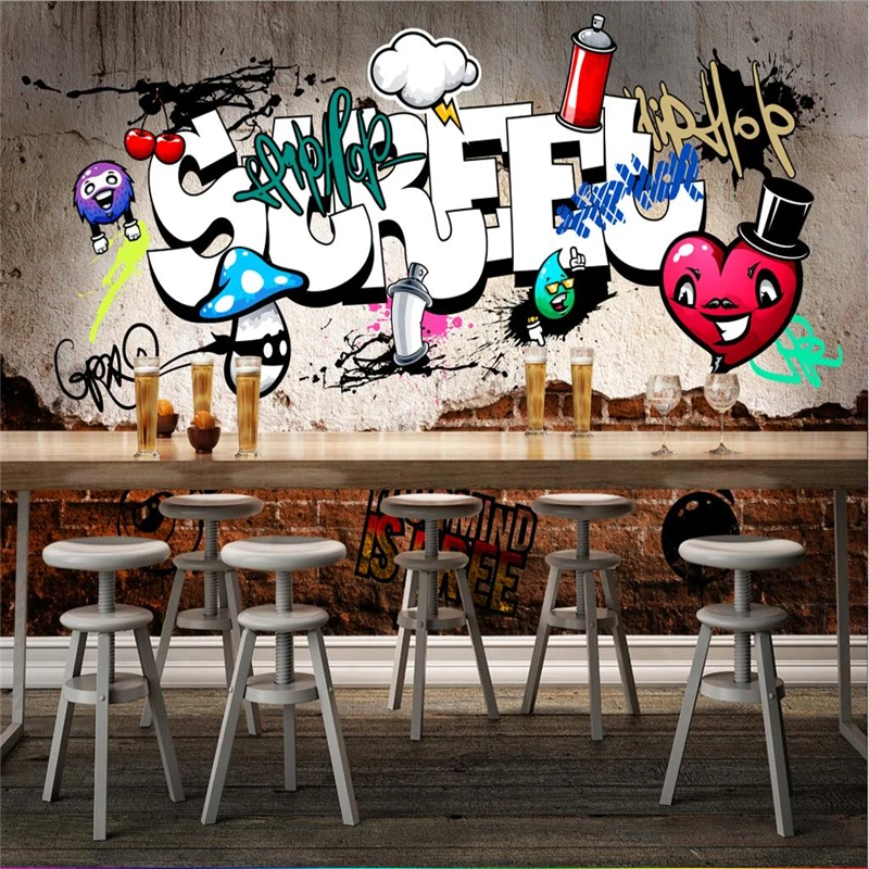 

beibehang Wallpaper custom mural wallpaper European-style retro graffiti brick wall broken wall bar ktv background wall