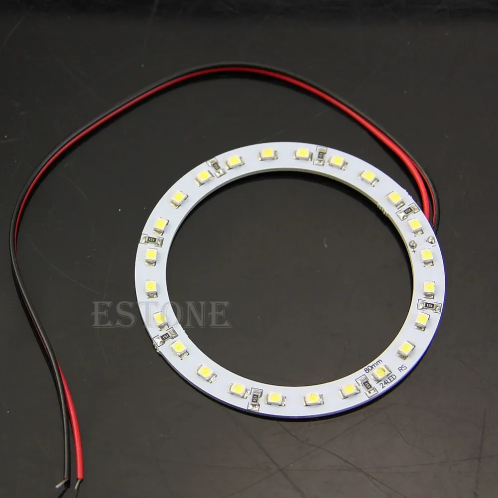 1 пара 80 мм Ангельские глазки 24 SMD СВЕТОДИОДНЫЙ Кольцо автомобиля яркий белый