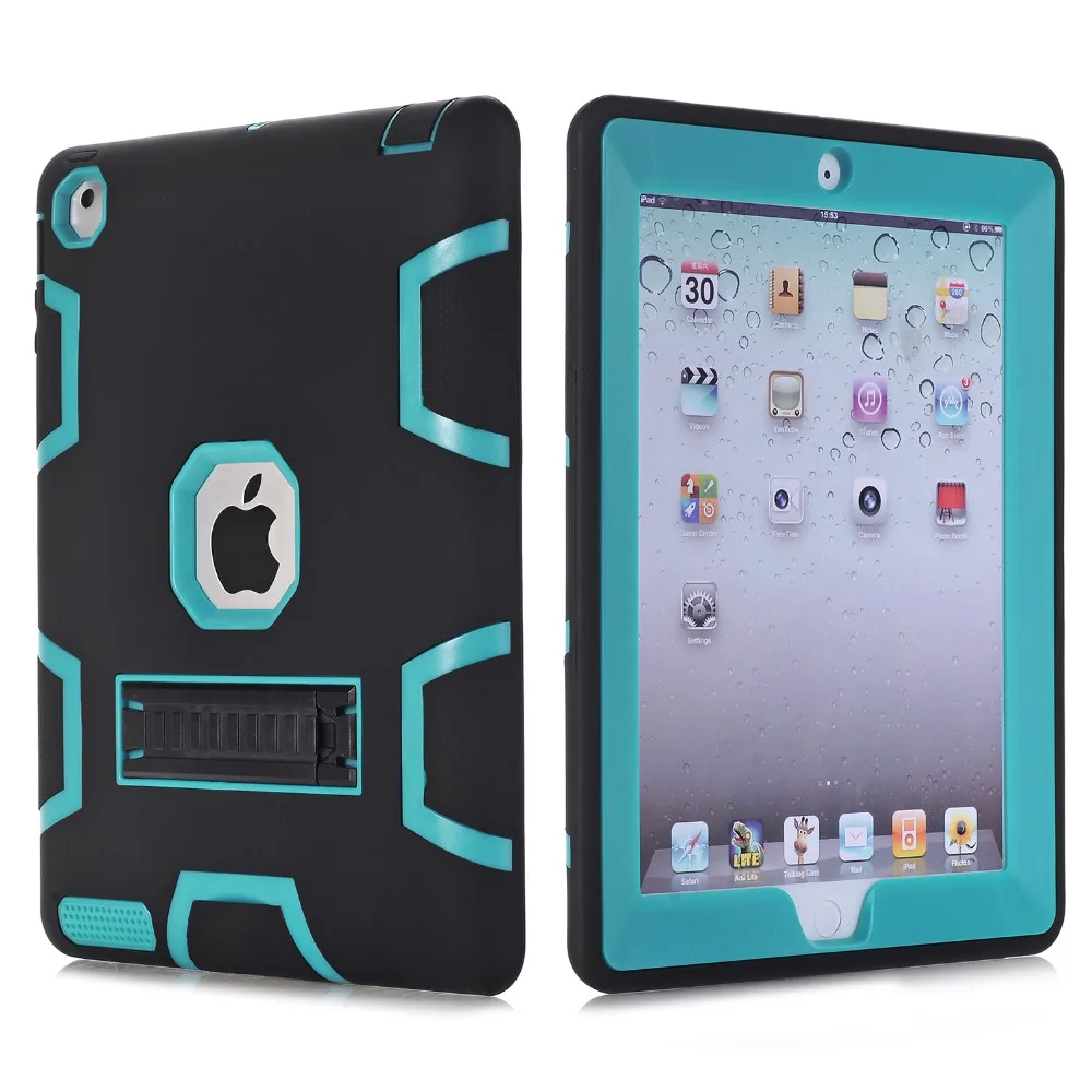 Для apple ipad 2/3/4 Kickstand Броня Case Защитная Крышка Hybrid Три Слоя Heavy Duty Защитник Всего