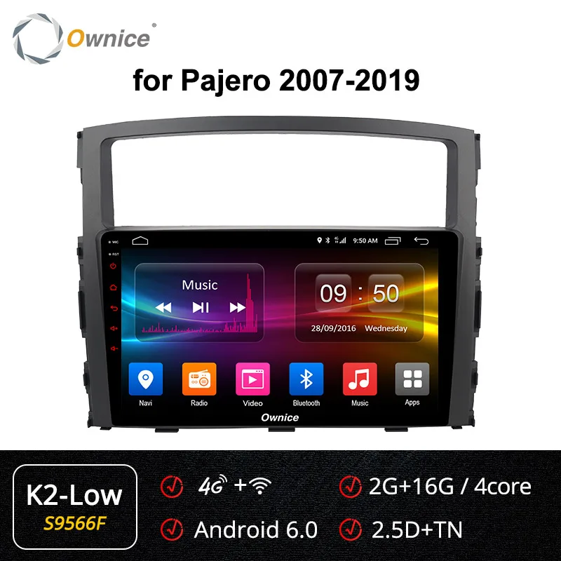 S9566 K2-Low Ownice K3 K5 K6 2DIN Восьмиядерный Android 9,0 4G DSP 360 Panorama автомобильный Радио плеер gps Navi для MITSUBISHI PAJERO V97 2007 - Цвет: S9566 K2-Low