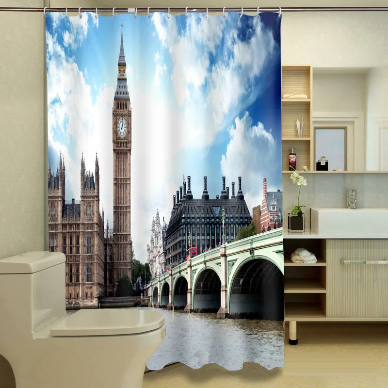 

MYRU 3D Print Waterproof Castle Shower Curtains Bath Products Bathroom Decor with Hooks