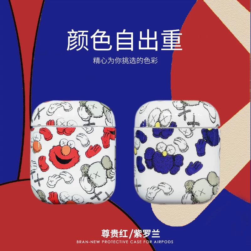 Airpods Cover Airpods2 Wireless Bluetooth Headset Set Cartoon Sesame Street Personality | Электроника