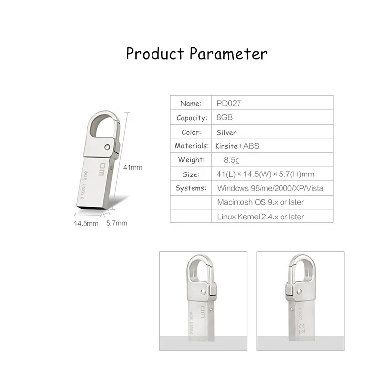 DM PD027 32 Гб USB флеш накопитель металлический 16 Pen Drive Key Ring Водонепроницаемый 8 флешка