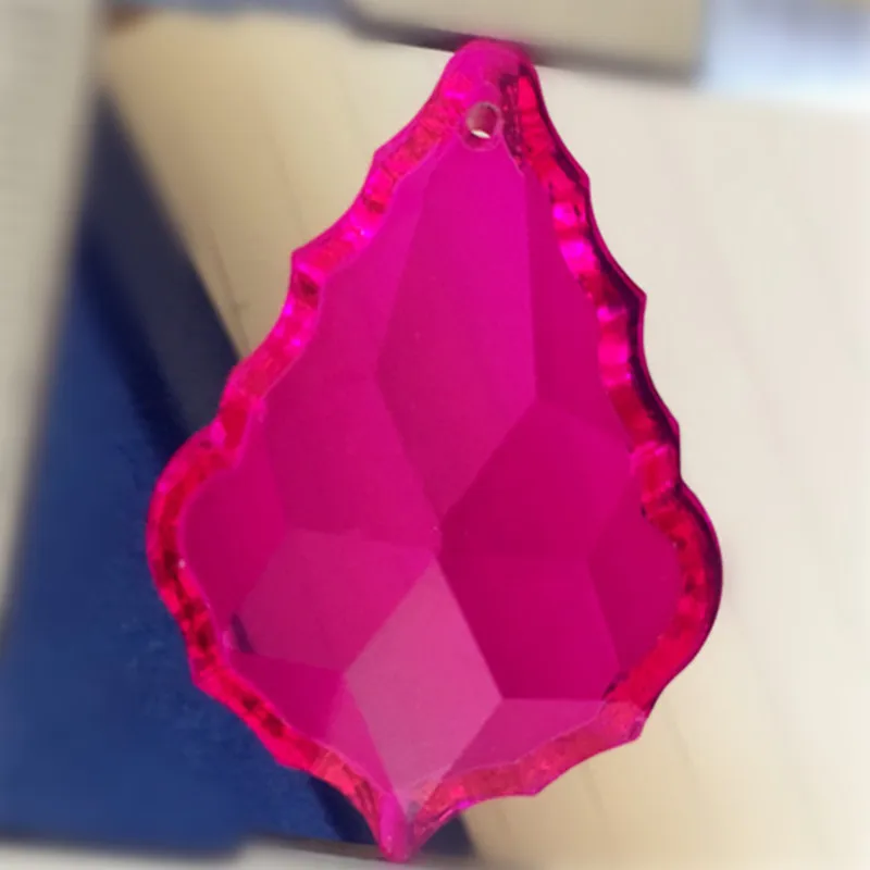 Big Size 6pcs 76mm Crystal Maple Leaf Pendants 1 Hole Fuchsia Lamp Chandelier Parts Feng Shui Prism Diy Making BedRoom |