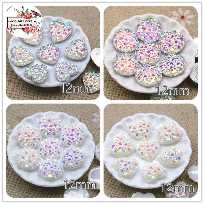 

100pcs shiny multicolor alligator print imitation rhinestones Flat back Cabochon Art Supply Decoration Charm Craft DIY 12mm